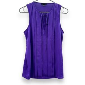 J.Crew Purple Blouse Women's Size XS Sleeveless Pleated Tie Neck Lightweight Top